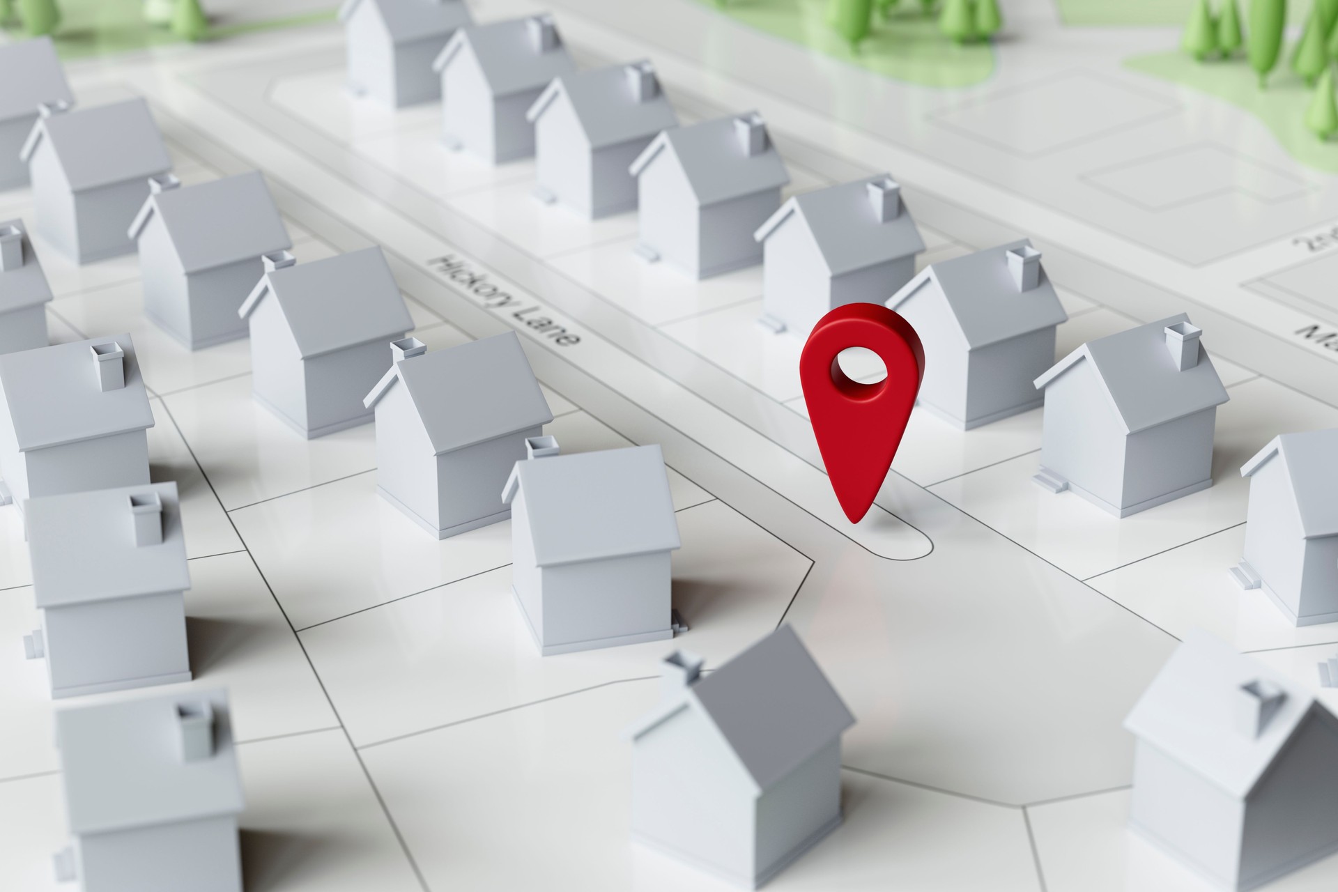 3D Model of Neighborhood Architectural Model with Location Dot