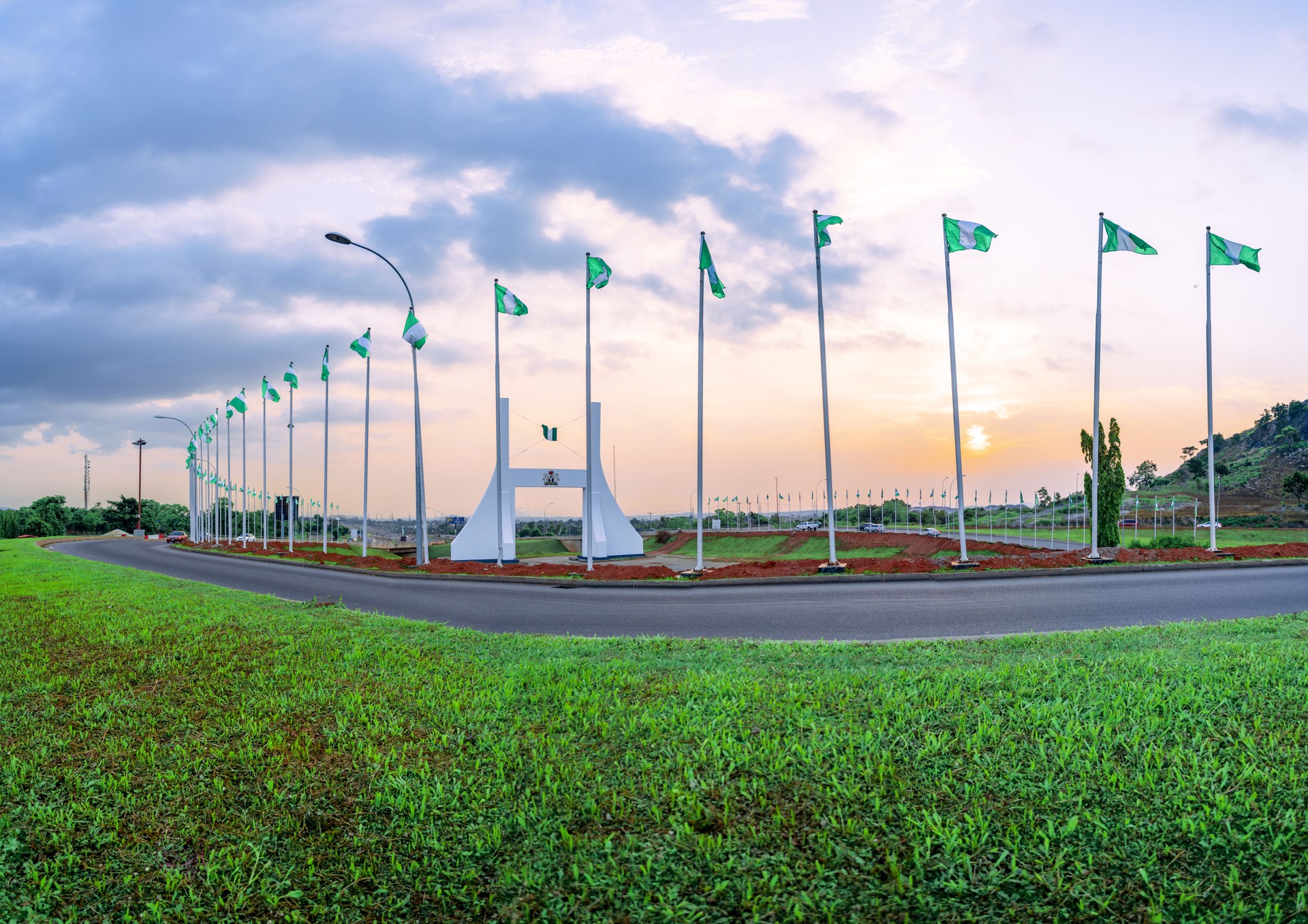 Abuja City Gate at sunset
